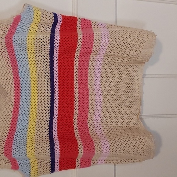Rails Naomi Ruffle Knit Crochet Tank Top Rainbow Tan Multi Stripe - Picture 5 of 12